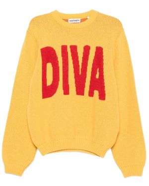 Carne Bollente Such A Diva Intarsia-Knit Jumper - Yellow