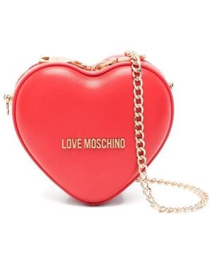 Love Moschino Heart-Shape Chain-Strap Cross Body Bag - Red