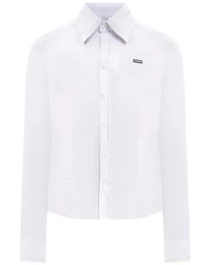 Vetements Logo-Patch Button-Up Shirt - White