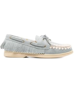 Mou Lace-Up Round-Toe Loafers - White