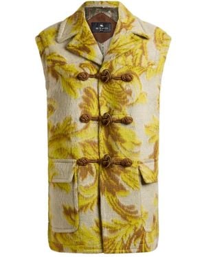 Etro Chaleco Con Motivo Floral En Jacquard - Amarillo