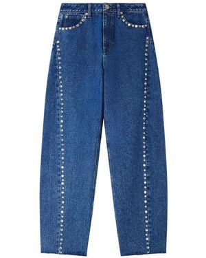 Sandro Rhinestone Barrel Trousers - Blue