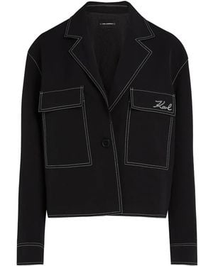 KARL LAGERFELD Contrast-Stitching Blazer - Black