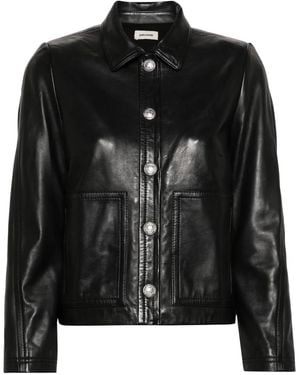 Zadig & Voltaire Litchi Leather Jacket - Black