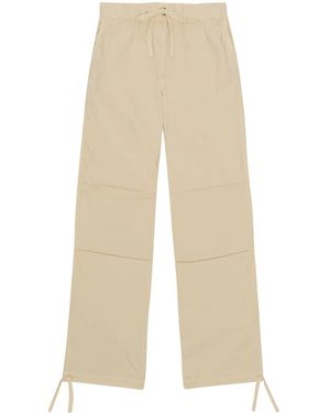 Ganni Drawstring Straight-Leg Trousers - Natural
