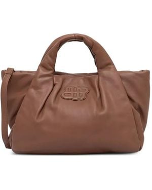 Munthe Borsa Tote Lixia Piccola Imbottita Con Logo - Marrone