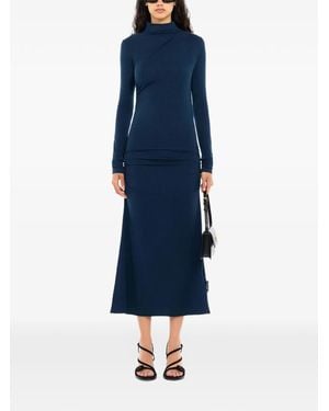 Off-White c/o Virgil Abloh Draped Turtleneck Midi Dress - Blue