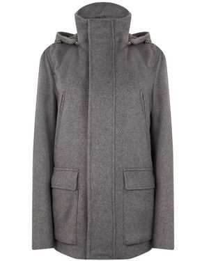 Herno Hooded Cashmere Coat - Grey