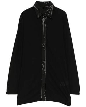 Yohji Yamamoto Color-Stitched Long-Sleeve Blouse - Black