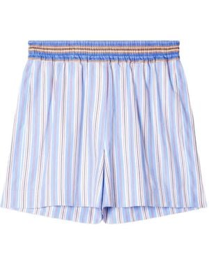 Paul Smith Lichtblauwe Gestreepte Katoenen Shorts