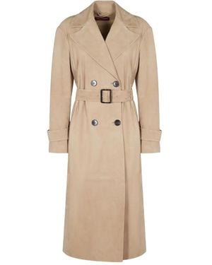 Max Mara Farnese Suede Double-Breasted Trench Coat - Natural