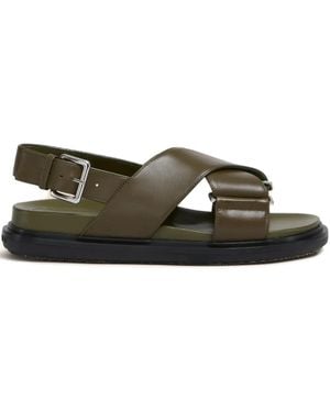 Marni Cross-Strap Flat Sandals - Green
