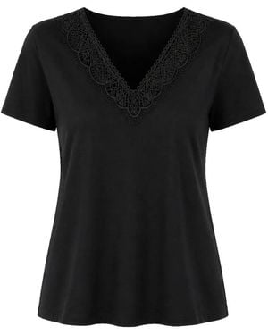 Molly Bracken T-Shirt Mit Spitzenborten - Schwarz