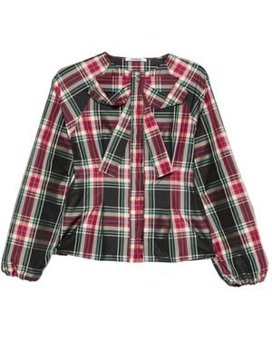 Vivetta Bow-Detail Tartan-Print Shirt - Red