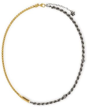 Versace Logo-Engraved Necklace - Metallic
