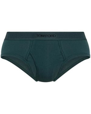 Tom Ford Branded-Waistband Briefs - Green