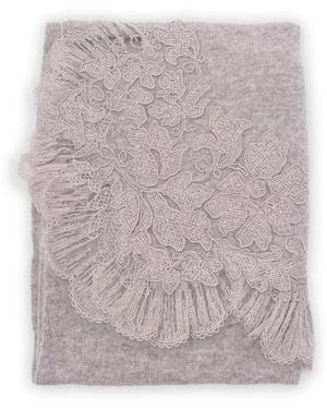 Ermanno Scervino Écharpe En Cachemire À Ornements En Dentelle - Gris