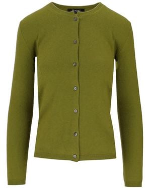 LA ROSE Round-Neck Cardigan - Green