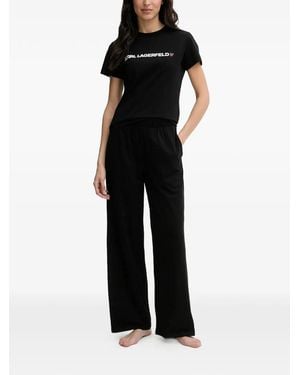 KARL LAGERFELD Logo-Print Pajamas - Black