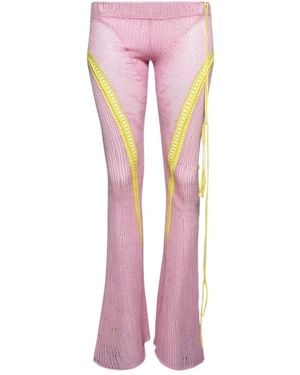 Roberta Einer Floral Appliqué Pants - Pink