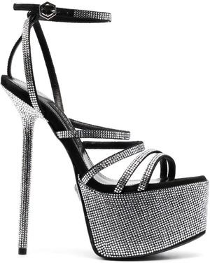 Philipp Plein 180Mm Embellished Platform Sandals - Metallic