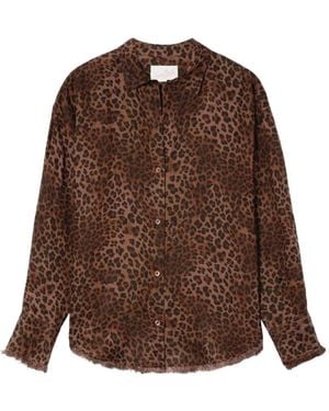 MC2 Saint Barth Cristal Linen Shirt With Leopard Print - Brown