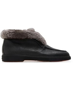 Santoni Desert-Boots Mit Pelzbesatz - Schwarz