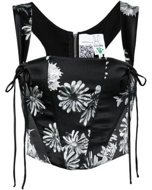 Natasha Zinko Corsage-Top Mit Blumen-Print - Schwarz