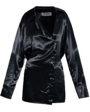 The Attico Buttoned Collared Mini Dress - Black