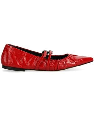 MSGM Buckled Ballerina Shoes - Red