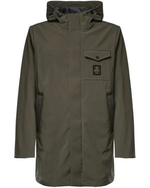 Refrigiwear Hooded Logo-Patch Coat - Green