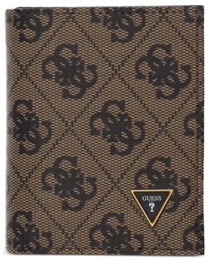 Guess Milano Monogram-Print Logo-Plaque Wallet - Brown