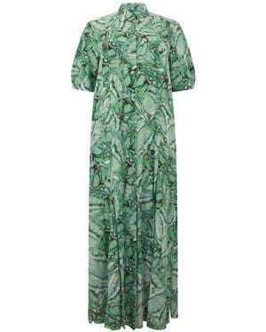 Alberta Ferretti Seidenkleid Mit Schmetterling-Print - Grün