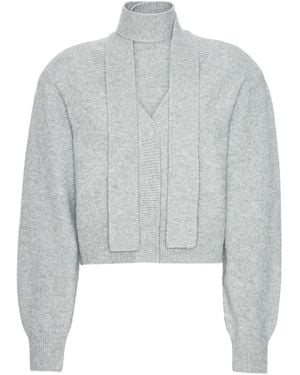 ROTATE BIRGER CHRISTENSEN Balloon-Sleeve V-Neck Cardigan - Grey