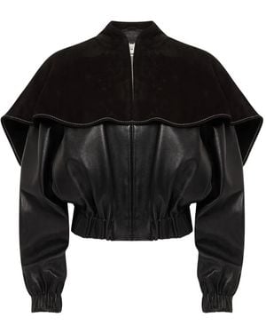 JW Anderson Oversized-Collar Leather Jacket - Black