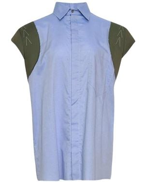 SONIA CARRASCO Contrast-Panel Raw-Edge Shirt - Blue