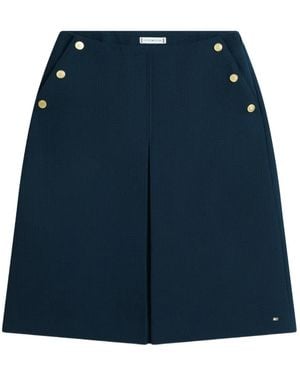 Tommy Hilfiger Buttoned Midi A-Line Skirt - Blue