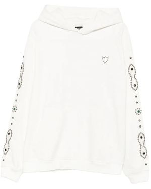 HTC Moustache Stud-Embellished Crystal-Embellished Hoodie - White