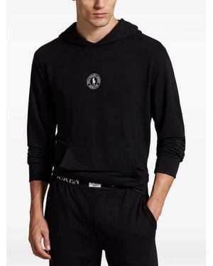 Polo Ralph Lauren Hooded Logo Sleepwear - Black
