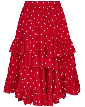 Comme des Garçons Polka-Dot Ruffled Skirt - Red