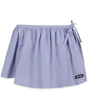 Miu Miu Minifalda A Cuadros Gingham Con Lazo - Morado