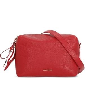 Coccinelle Pebbled Leather Shoulder Bag - Red