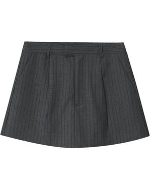 B+ AB Stripe-Pattern Shorts - Black