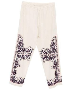 BAZISZT Memento Paisley-Embroidered Trousers - White