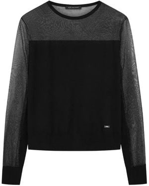 ARMANI EXCHANGE See-Through Long-Sleeve Jumper - Black