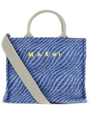 Marni Small Tote Bag With Print - Blue