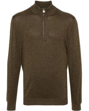 Kiton High-Neck Mélange-Effect Sweater - Green