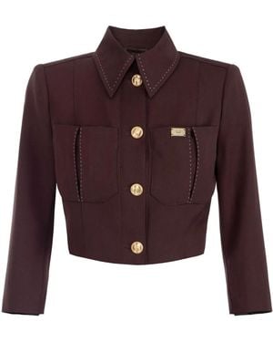 Elisabetta Franchi Jacke mit Kontrastnähten - Lila
