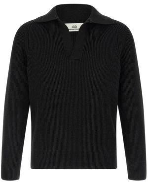 Riviera Ribbed Polo Jumper - Black