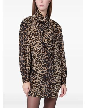 Saint Laurent Tie Leopard Dress - Black